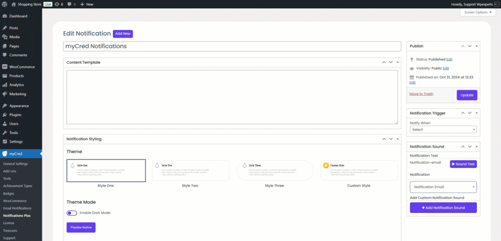 notification setting