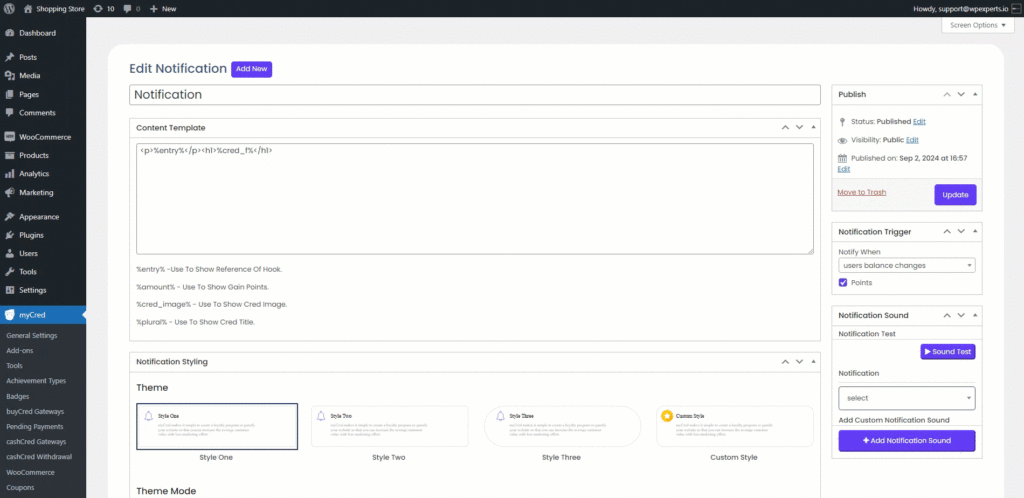 Notification trigger